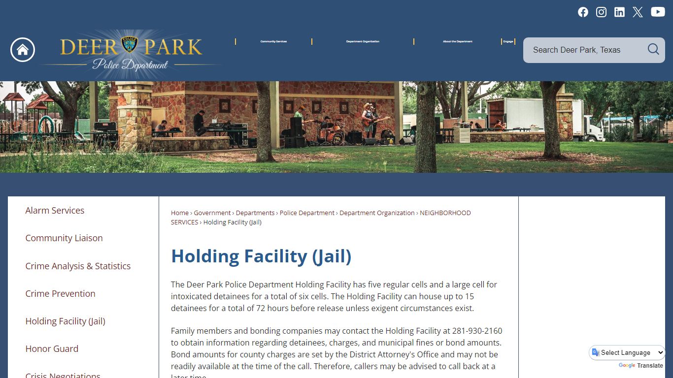 Holding Facility (Jail) | Deer Park, TX - Official Website