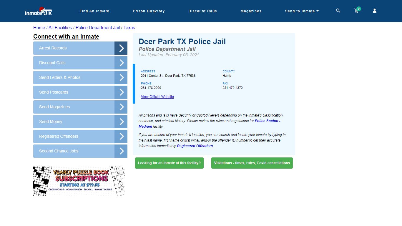 Deer Park TX Police Jail & Inmate Search - Deer Park, TX