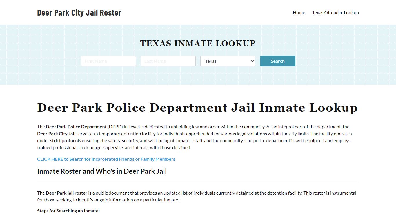 Deer Park Police Department & City Jail, TX Inmate Roster, Arrests ...
