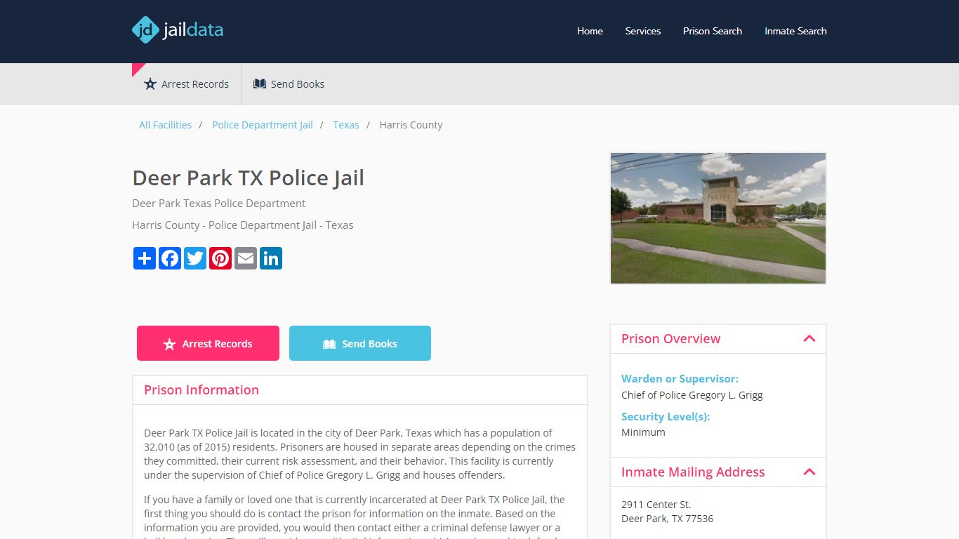 Deer Park TX Police Jail Inmate Search and Prisoner Info - Deer Park, TX