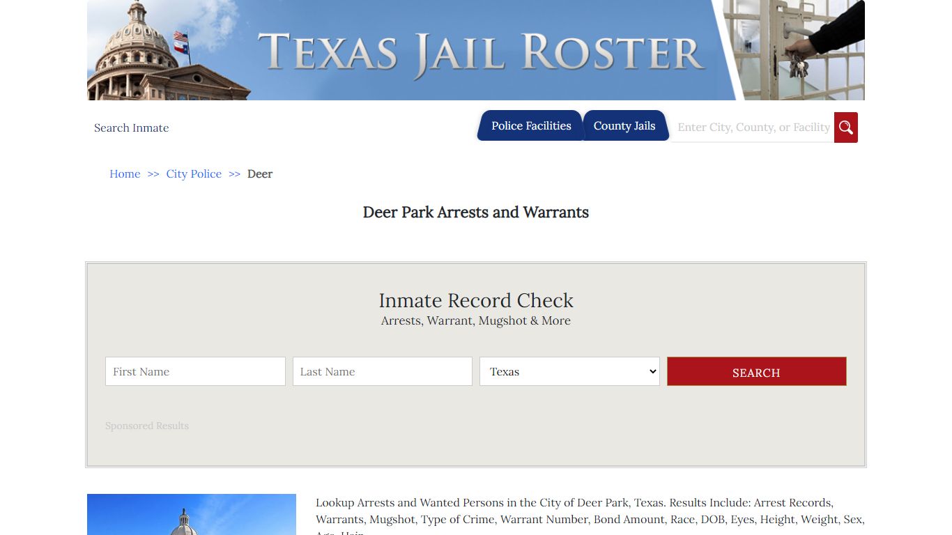 Deer Park Arrests and Warrants | Jail Roster Search